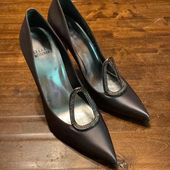 Stuart Weitzman Charcoal Satin Stilletos - Picture 8 of 8